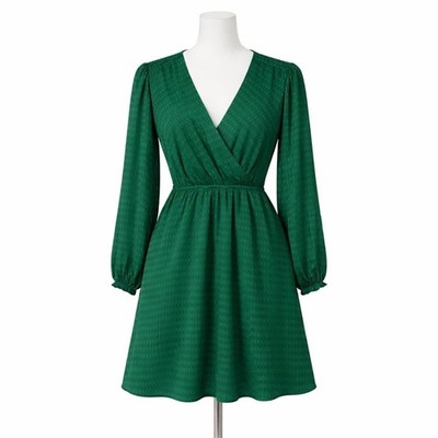New NKN Nekane Barua Emerald Green Faux Wrap Dress Boho Luxe Size S