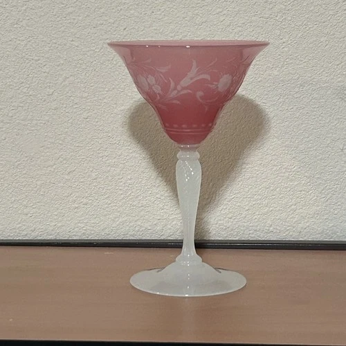 Steuben Rosaline & Alabaster Rosemary cutting engraved shape 6277