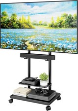 Steel Base Rolling TV Stand with Soundbar Mount for 37-75 Inch Tvs up to 154Lbs,