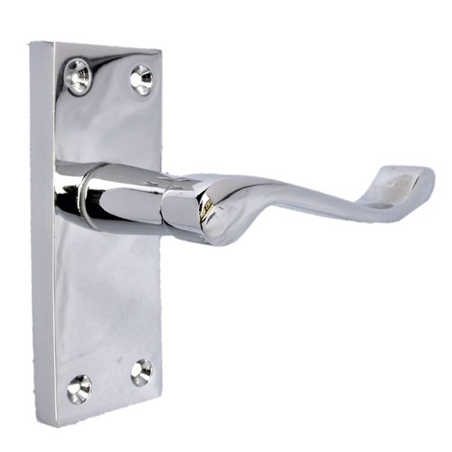 Modern Victorian Chrome Door Handles, Victorian Scroll Lever Latch Door Handles - Picture 2 of 15