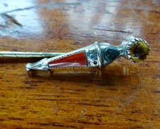 antique Victorian STERLING SILVER Scottish AGATE dirk stick pin brooch -608