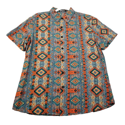 Atlanl Button Up Shirt Men s Small S Aztec Geometric Short Sleeves Funky Casual