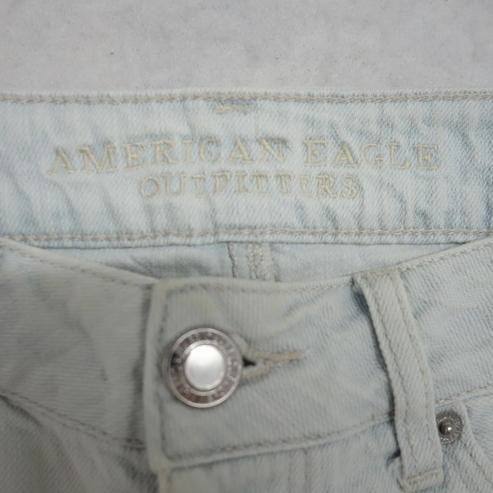 Pantalones Cortos de Denim American Eagle Tom Girl Para Mujer Talla 4 Azul Blanco Algodón Rasgado Foto 3 de 4