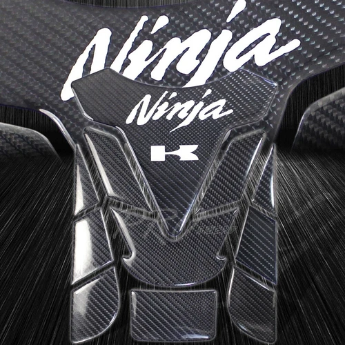 Real Carbon Fiber Tank Pad+8"Logo Decal+Emblem Sticker for Ninja ZXR Chrome Gold - Foto 4 di 9