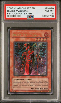 2005 YUGIOH 1ST ED FET-EN020 BLAST MAGICIAN ULTIMATE RARE PSA 8 NM