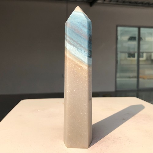 Varita de obelisco de cristal de cuarzo trolleita natural 215 g punto de curación mineral G234