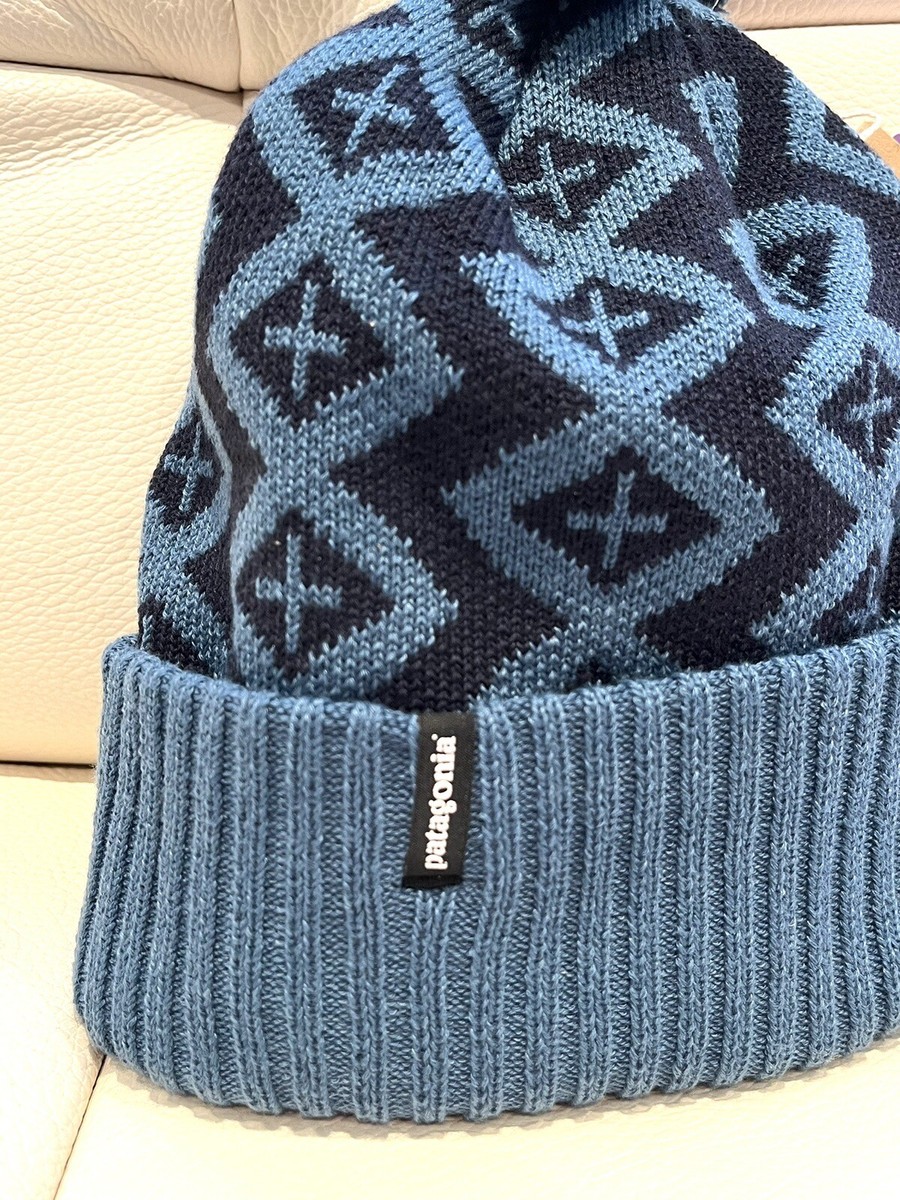 Patagonia Powder Town Beanie Perennial Pinecone Navy Blue NWT