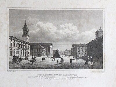 Stahlstich Carlsruhe Karlsruhe Der Marktplatz