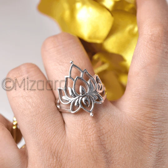 Buy Lotus Flower Sterling Silver Ring, Silver Lotus Ring, 925 Silver Ring,  Promise Ring, Succulent Ring, Flower Ring Silver, Succulent Jewelry Online  in India - Etsy