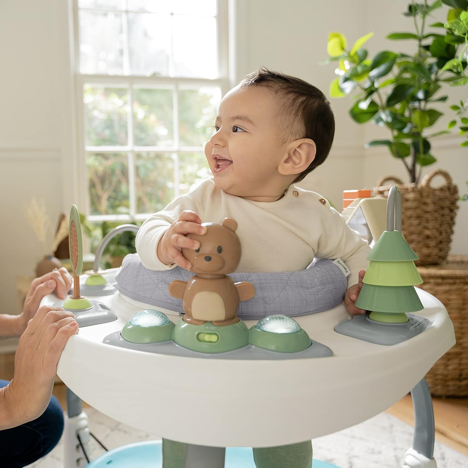 Spring & Sprout 2-In-1 Baby Activity Center Jumper and Table with Infant Toys - 