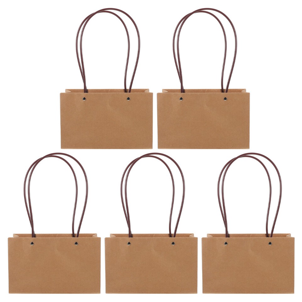 5 Pcs Bouquet Wrapping Paper Bag Flower Gift Bags Kraft Tote eBay
