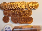 1955 D BU Lincoln Cent Roll, RED, Nice roll!  (55DRL6)