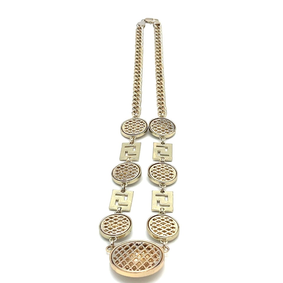 32” Medusa Greek Key Chain 14K Gold Plated – 192g Iced Versace-Style ...