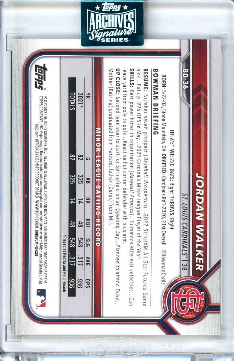 直筆サイン シリアル Topps JORDAN WALKER AUTO 2024 Topps Archives Jordan Walker Signature Series Auto /99