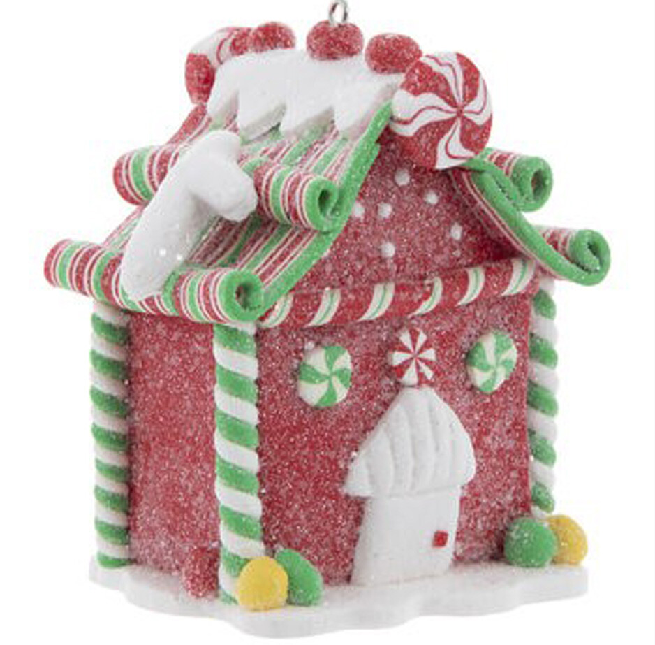 Red Candy Cane House Christmas Ornament eBay