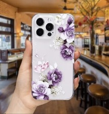 Case for iPhone 17 16 16E 15 14 13 Max Plus 12 11 Xr Clear Flower Pattern Cover