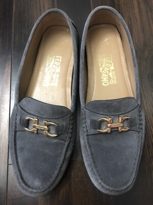 Salvatore Ferragamo Gancini Bit Grey Suede Drivers Salvatore Ferragamo | Shoes | Salvatore Ferragamo Front 4  main image 3