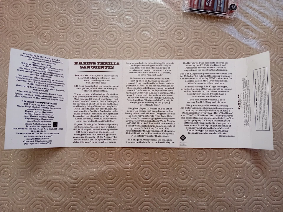 BB KING.LIVE AT SAN QUENTIN.UK CASSETTE ALBUM.EX.EX. - Image 3 of 4