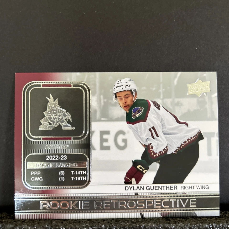 2023-24 Upper Deck 1 Dylan Guenther Arizona Coyotes Rookie Retrospective #RR-9 - Image 3 of 4