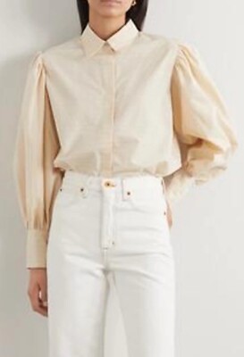 AVAVAV Firenze Cotton & Silk Crispy Poplin Puffy Sleeves Chic Tailored Shirt XS