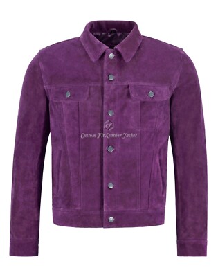 TRUCKER Herren Lederjacke lila Wildleder klassische ECHTLEDERJACKE 1280