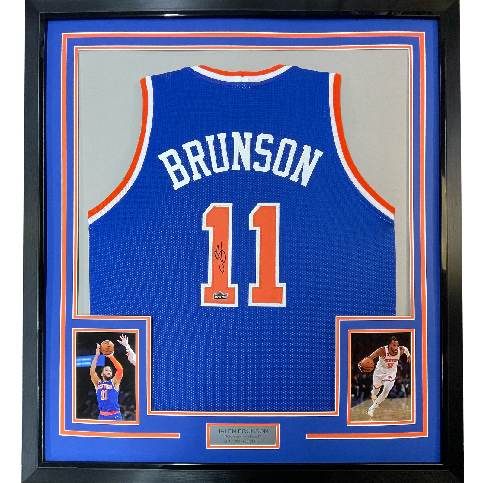 Framed Facsimile Autographed Jalen Brunson 33x42 Blue Reprint Laser Auto Jersey