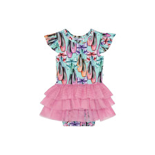 New Posh Peanut "Irina Ballet" tulle ruffle bamboo bodysuit dress, 6-12 mo.,NWT