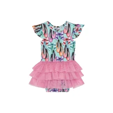 New Posh Peanut "Irina Ballet" tulle ruffle  bamboo bodysuit dress, 6-12 mo.,NWT