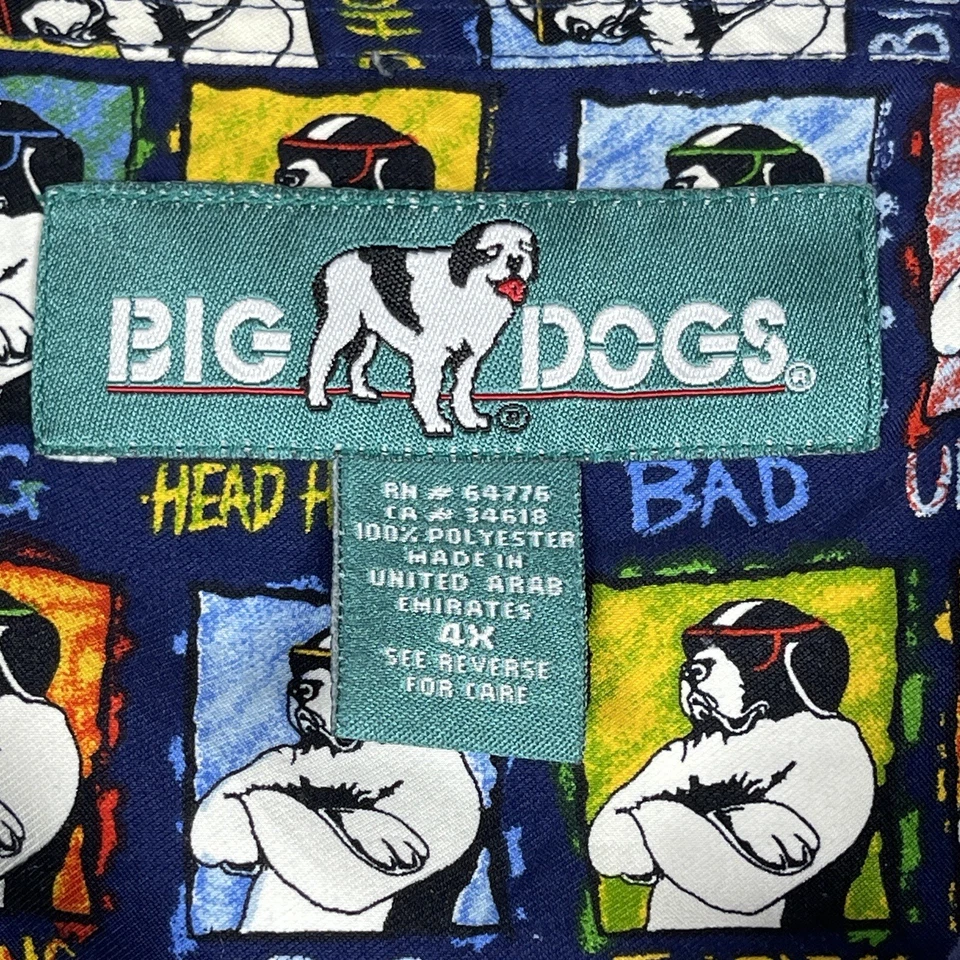 Camisa De Colección Big Dogs Para Hombres 4X Estampado Completo Perro Bad Fearless Años 90 Papá Fiesta Foto 3 de 4