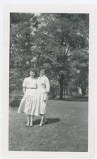 Vintage Snapshot Sweet Best Friends Embrace, Smiles, Wedding, Happy, Trees 1950s