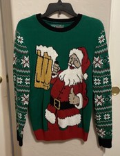 Mens Ugly Christmas Sweater Santa With Beer Mens Small