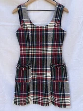 Zara Dress Trafaluc M Academia Plaid Knit Mini Fringe Sleeveless Grunge