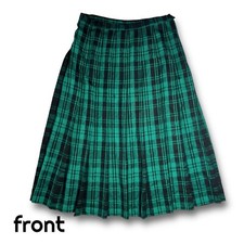 Green  Black Plaid, Pleated, A-line, High Waisted Pendleton Skirt 1990s Vintage