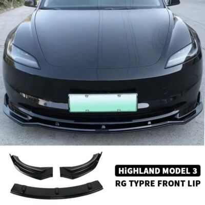 Fit Tesla Model 3 2024-2026 Front Bumper Lip Diffuser Body Spoiler Accessories