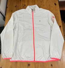 Champion Women Elite Jacket Windbreaker Lightweight Pockets White size L stain
