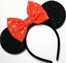 Halloween Minnie Mouse Sequin Ears Orange Mickey Mouse Sequin Halloween HANDMADE