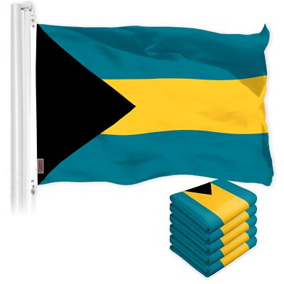 G128 5 Pack: Bahamas Bahamian Flag 3x5 Ft Printed 150D Polyester