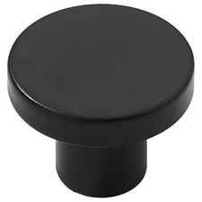 10 Pack Matte Black Cabinet Knobs - 1-1/5 Inch Round Drawer Pulls for Kitchen