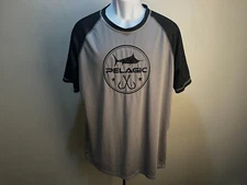 Pelagic Men's gray on gray short sleeve athletic stretch t-shirt 2XL XXL EUC