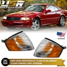 Ship from USA Amber/Clear Corner Light Pair For 1990-2002 Mercedes SL Class R129