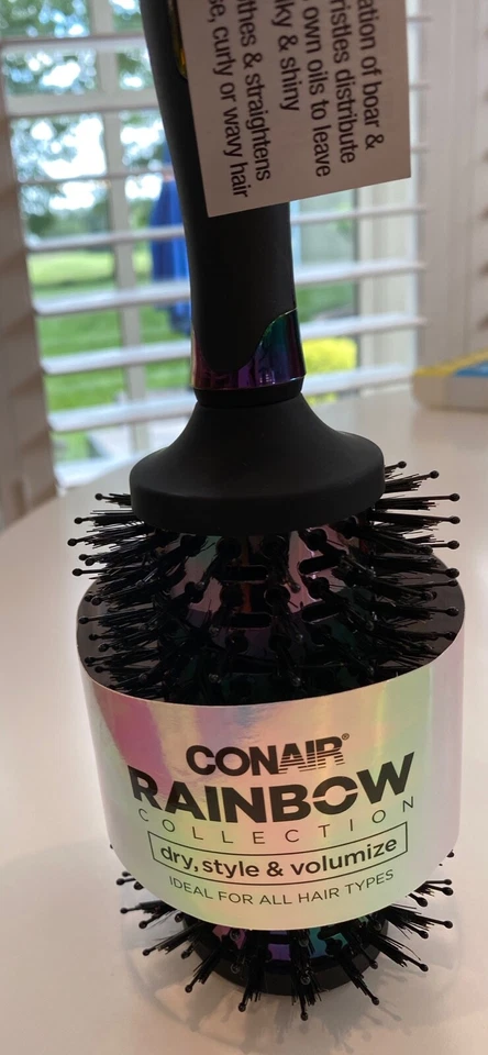 Conair Rainbow 系列大号圆形刷子全新带标签 — 第 2/4 张图片