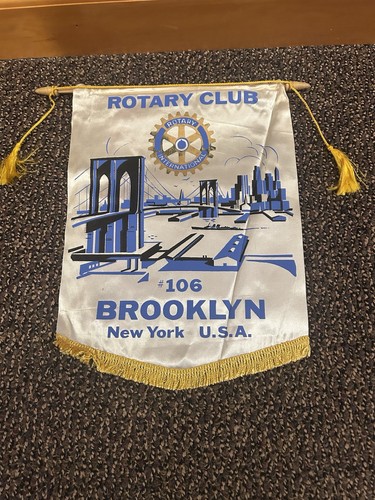 Brooklyn New York USA #106 Rotary Club banner pennant flag vintage 