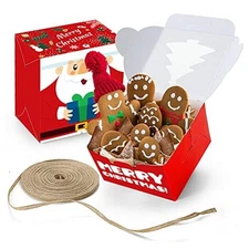  14PCS Small Christmas Cookie Boxes, 4"x 4"x 2.5" Christmas Bakery Boxes with 