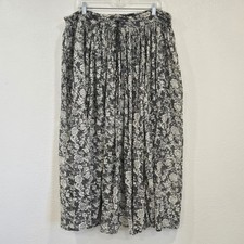 Vtg Black Floral Maxi Skirt Free Size 100 Cotton Boho Hippie Festival Western