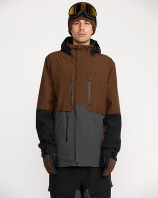 Volcom RNGE Stretch 30K Snow Jacket Brown Ski Snowboard Winter Jacke Style NEU