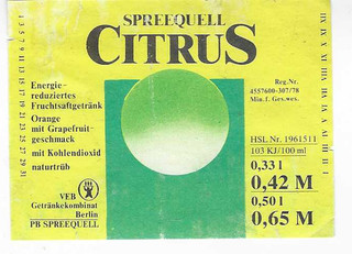 DDR Etikett VEB Getränkekombinat Berlin Spreequell Citrus Fruchtsaftgetränk (2)