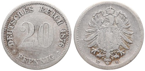 Deutschland - Deutsches Reich 20 Pfennig 1873-1877 Silber - verschiedene Jahre - Bild 30 von 36