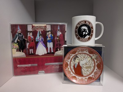 Ace Attorney Capcom Cafe Acrylic Godot Mug Apollo Justice  Kutani Yaki Plate