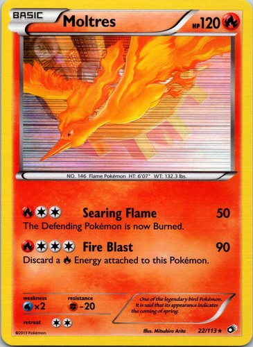 Moltres 22/113 Holo Rare Legendary Treasures Pokemon Lightly Played