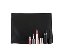 YSL Yves Saint Laurent 4 pc Lip Balm, Lip Oil, Mascara Pouch Gift Set-New/Sealed